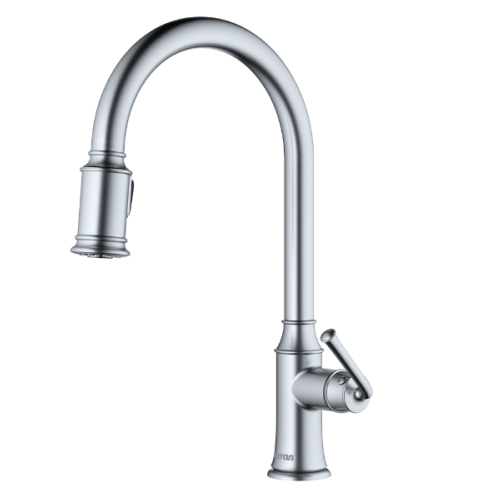 Karran Auburn One-Handle Pull Down Dual Function Sprayer Kitchen Faucet, Color: Stainless Steel