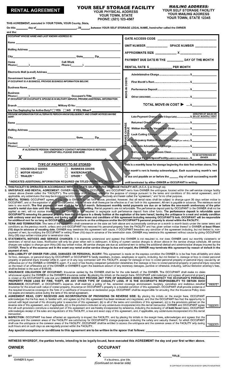 State Specific Rental Agreement