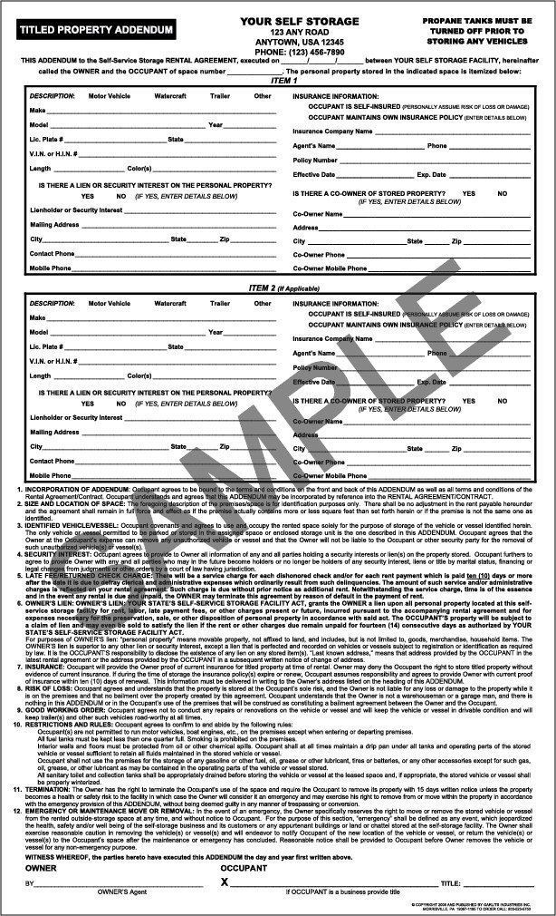Titled Property Addendum