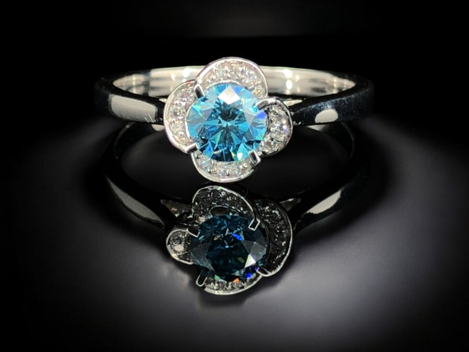 Azure Blossom – Fancy Blue Diamond Ring