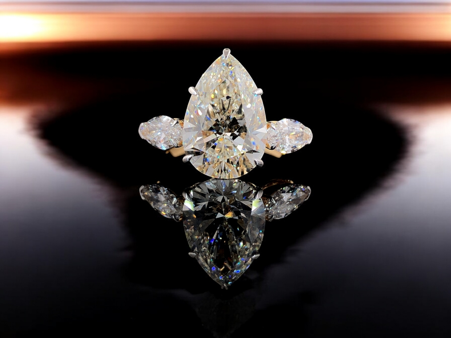 Golden Empress – Pear Trilogy 6ct Diamond Ring