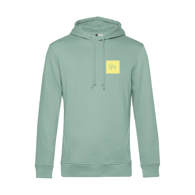 Hoodie „CHAOSS Original GAY“ – sage / white – Queer Statement