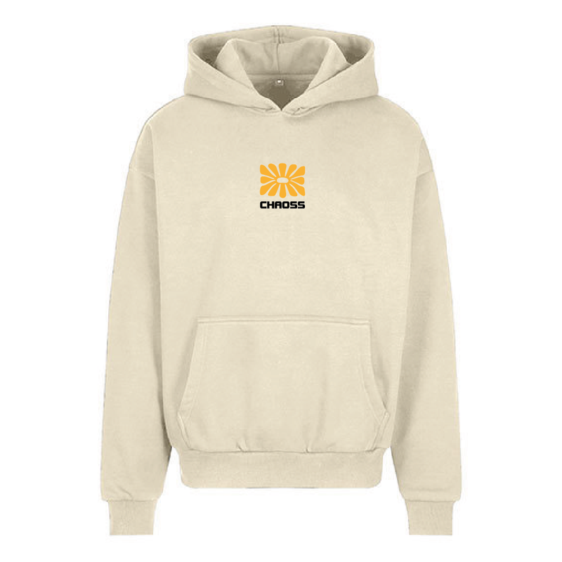 Oversized Hoodie „CHAOSS Original Flower“ – sand / viola blue – LGBTQ+