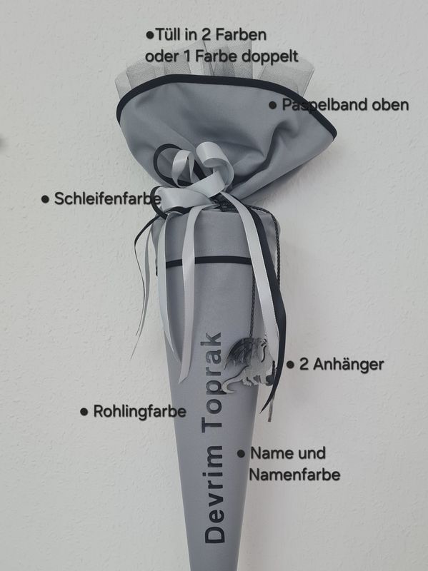 Schultüte für Jungen aus Stoff zum Binden - komplett konfigurierbar