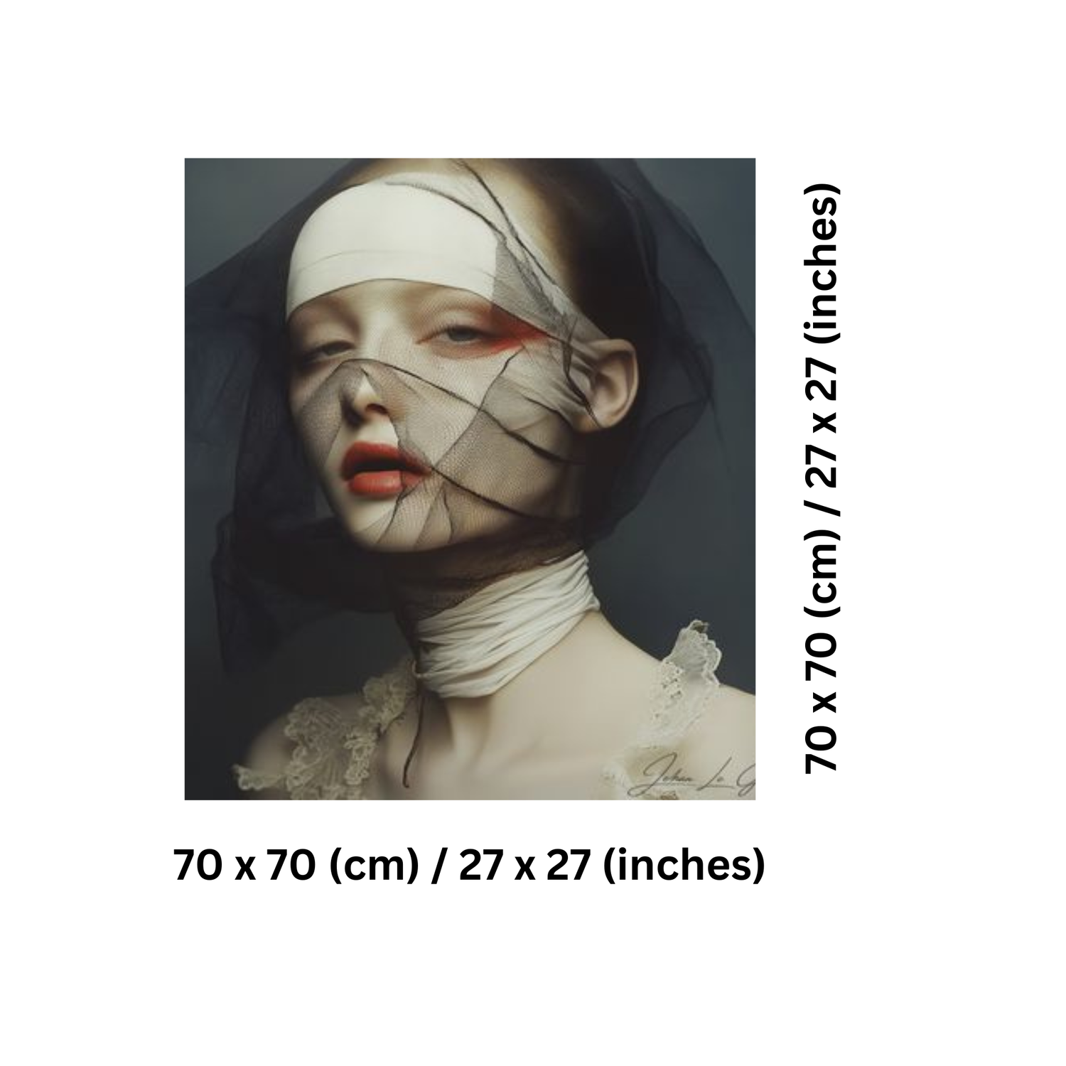 Scarlet Veil, Frame: Without Frame, Size: 70 x 70 (cm) / 27 x 27 (inches)