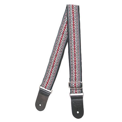 Guitar Strap - 2 Inch Deluxe Woven Jacquard Vintage Red/White/Blue
