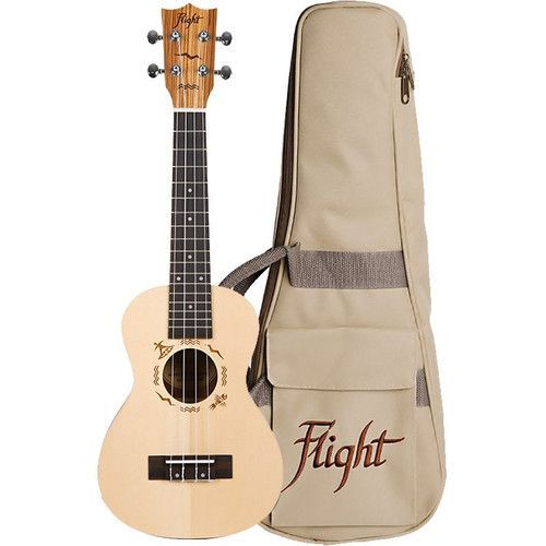 Flight Concert Ukulele Solid Spruce/Zebra with Bag