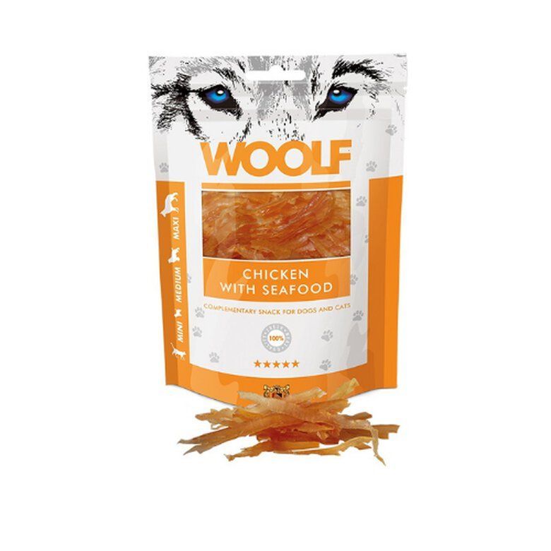 WOOLF TIRAS DE POLLO Y MARISCO 100G