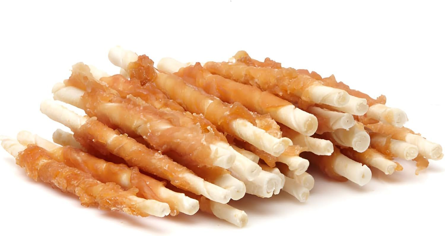 PALITOS DE PIEL DE BUEY ENROLLADOS CON POLLO DESHIDRATADO