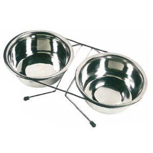 COMEDERO DOBLE INOXIDABLE CON PATAS 13CM