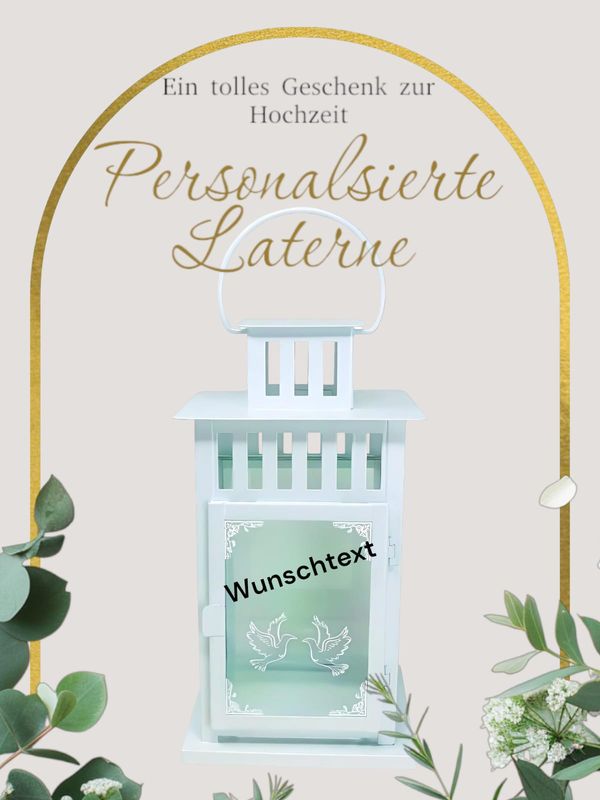 01 Laterne Personalisiert zur Hochzeit Weiss