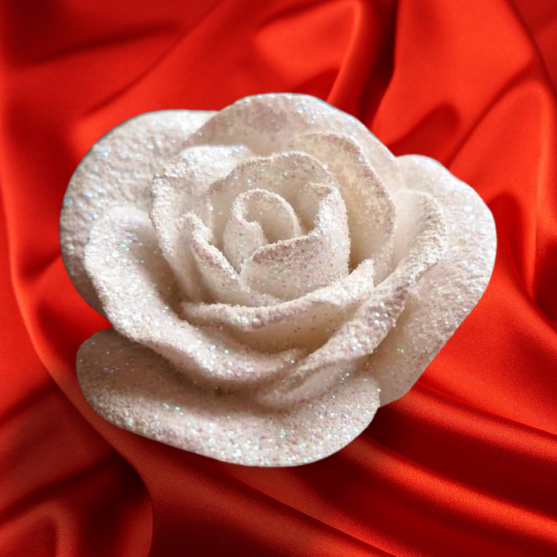 Kleine Deko Glitzer Rose Grabschmuck