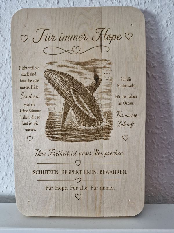 Holzbrett / Für immer Hope Wal Erinnerung & Andenken