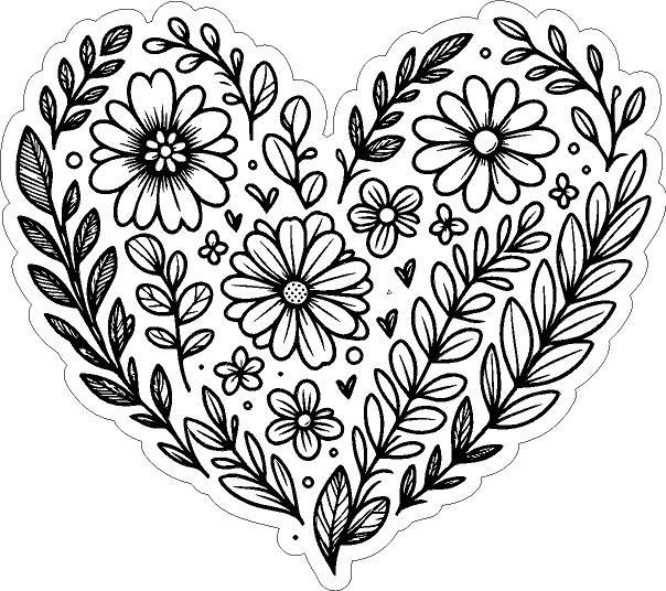 Wild Flower Heart Sticker