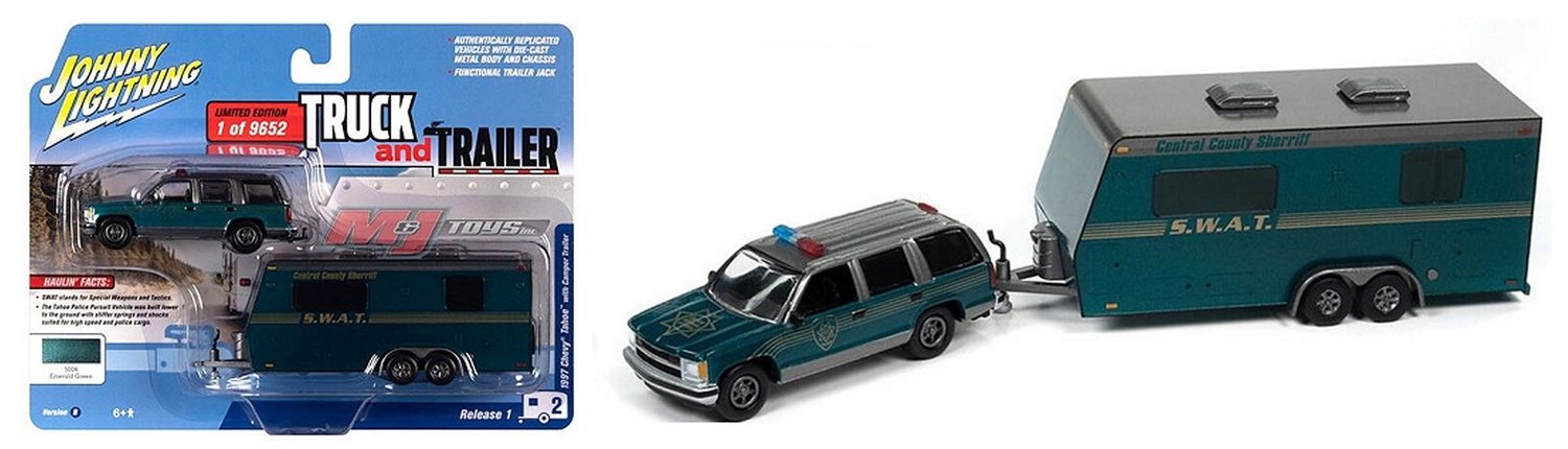1/64 Central County Sheriff SWAT 1997 Chevy Tahoe with Command Trailer