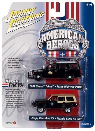 1/64 Two-Pack: Texas Highway Patrol 1997 Chevy Tahoe AND Florida Highway Patrol Jeep Cherokee XJ