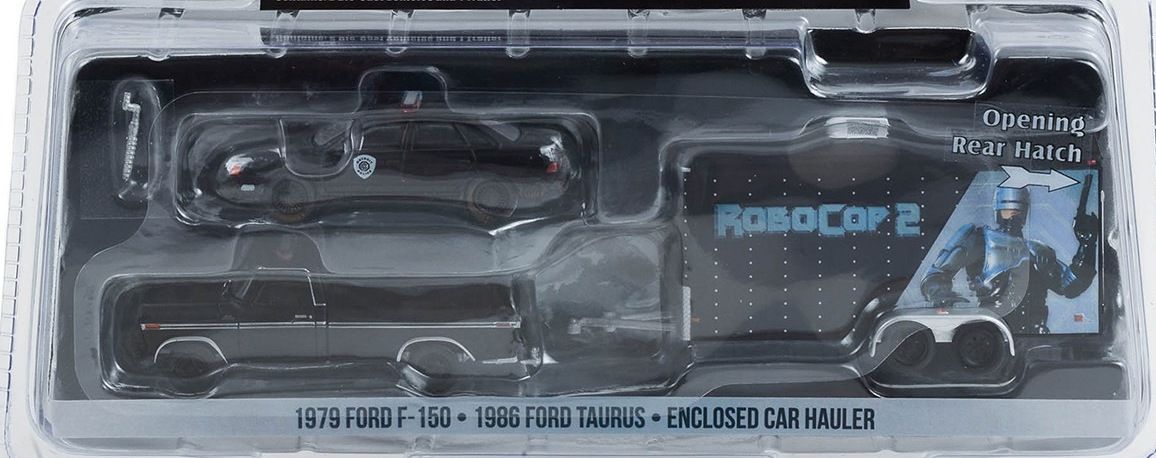 1/64 Detroit Metro West Police 1979 Ford F-150 with 1986 Ford Taurus and Enclosed Car Hauler