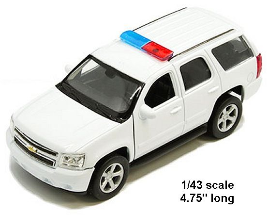 1/43 Plain White 2008 Chevy Tahoe Police vehicle with lightbar / perfect for you to customize; packed loose in bubble wrap