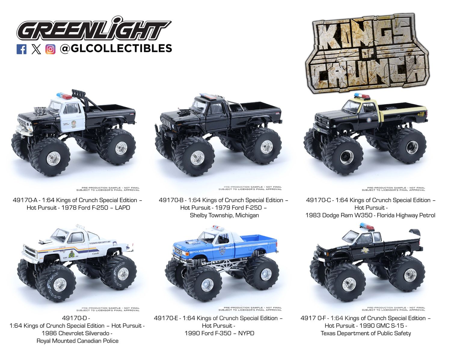1/64 Kings of Crunch Hot Pursuit Special Edition - SET of 6