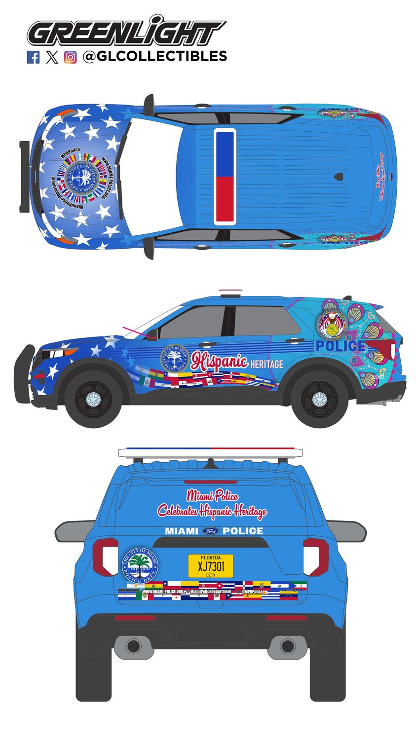 1/64 Miami, FL Police Hispanic Heritage Month Tribute 2022 Ford Interceptor Utility