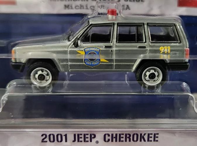 1/64 RAW METAL CHASE - Michigan State Police 2001 Jeep Cherokee