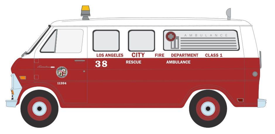 1/64 Los Angeles Fire Dept 1969 Ford Econoline Ambulance