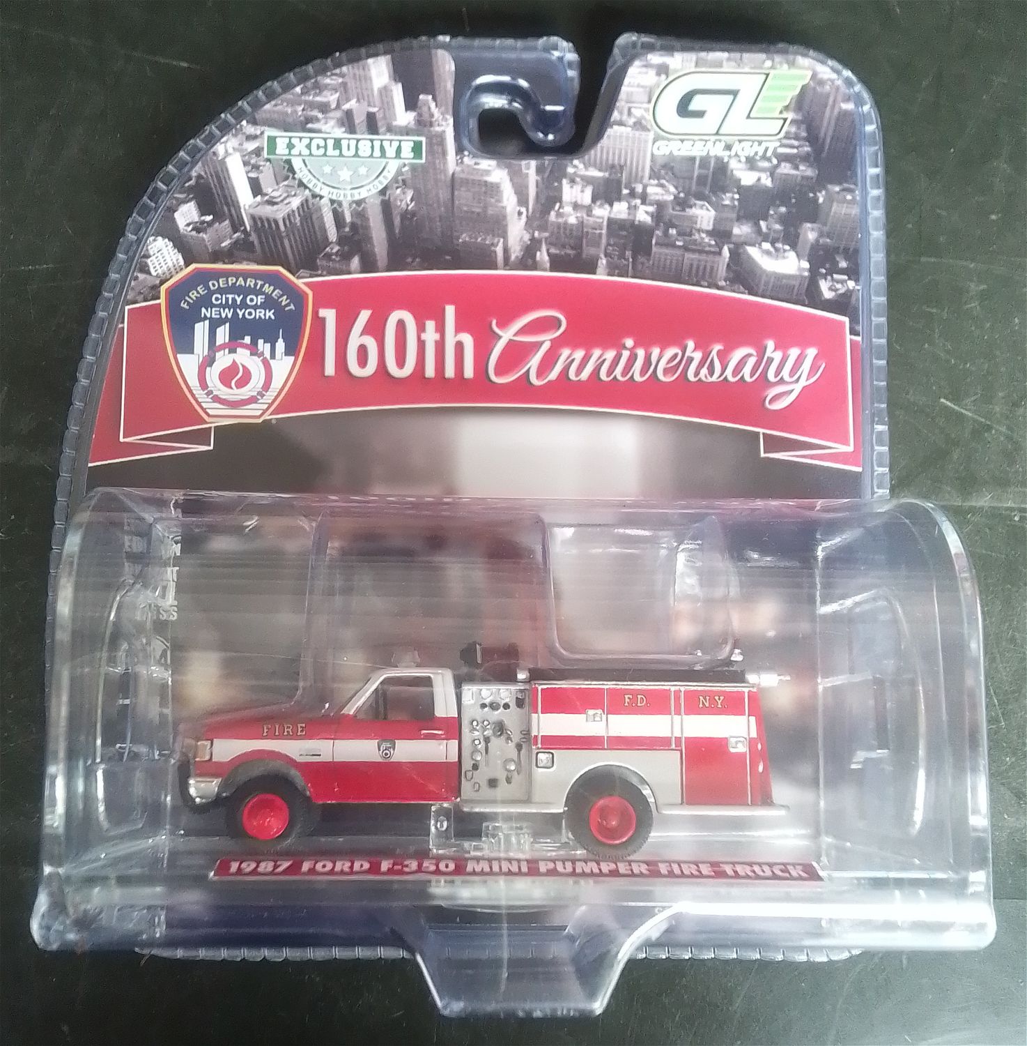 1/64 FDNY 160th Anniversary Edition 1987 Ford F-350 Mini Pumper Fire Truck