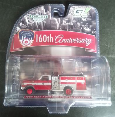 1/64 FDNY 160th Anniversary Edition 1987 Ford F-350 Mini Pumper Fire Truck