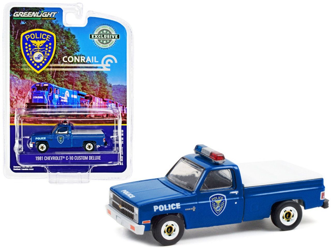 1/64 Conrail Railroad Police 1981 Chevy C-10 Custom Deluxe Pickup Truck