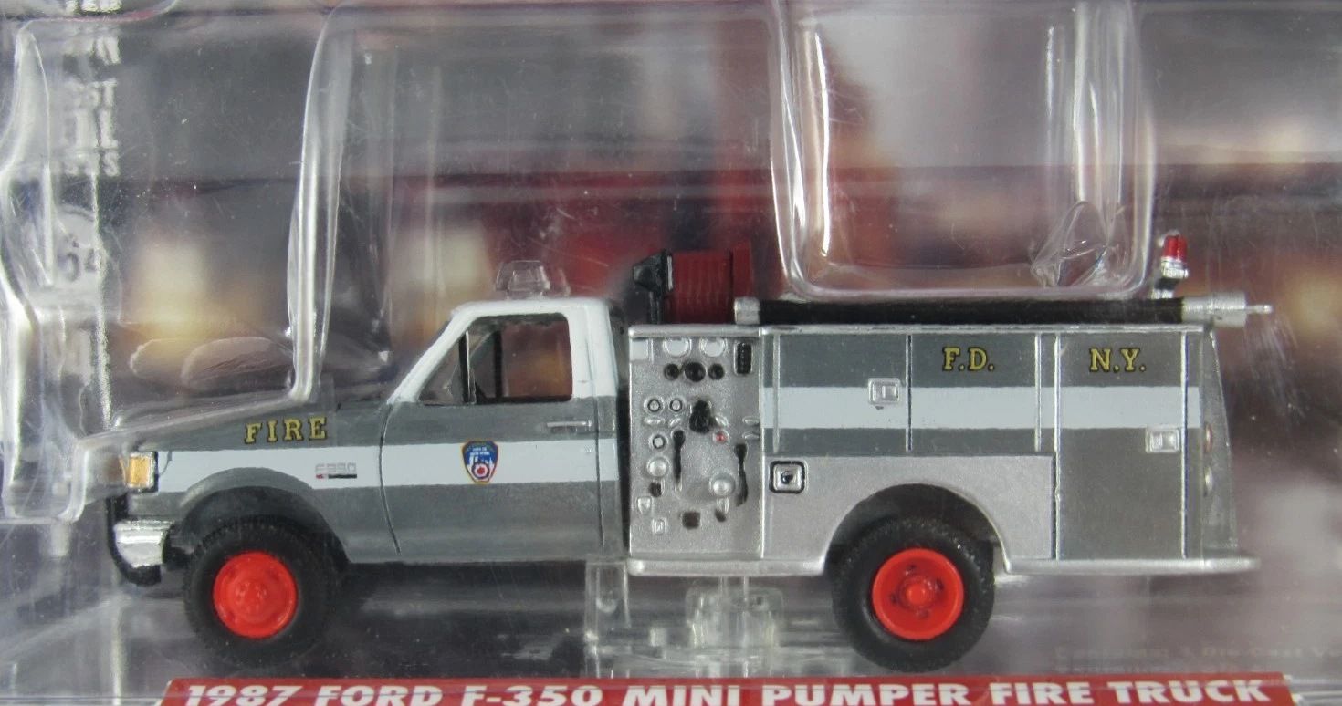 1/64 RAW METAL CHASE - FDNY 160th Anniversary Edition 1987 Ford F-350 Mini Pumper Fire Truck