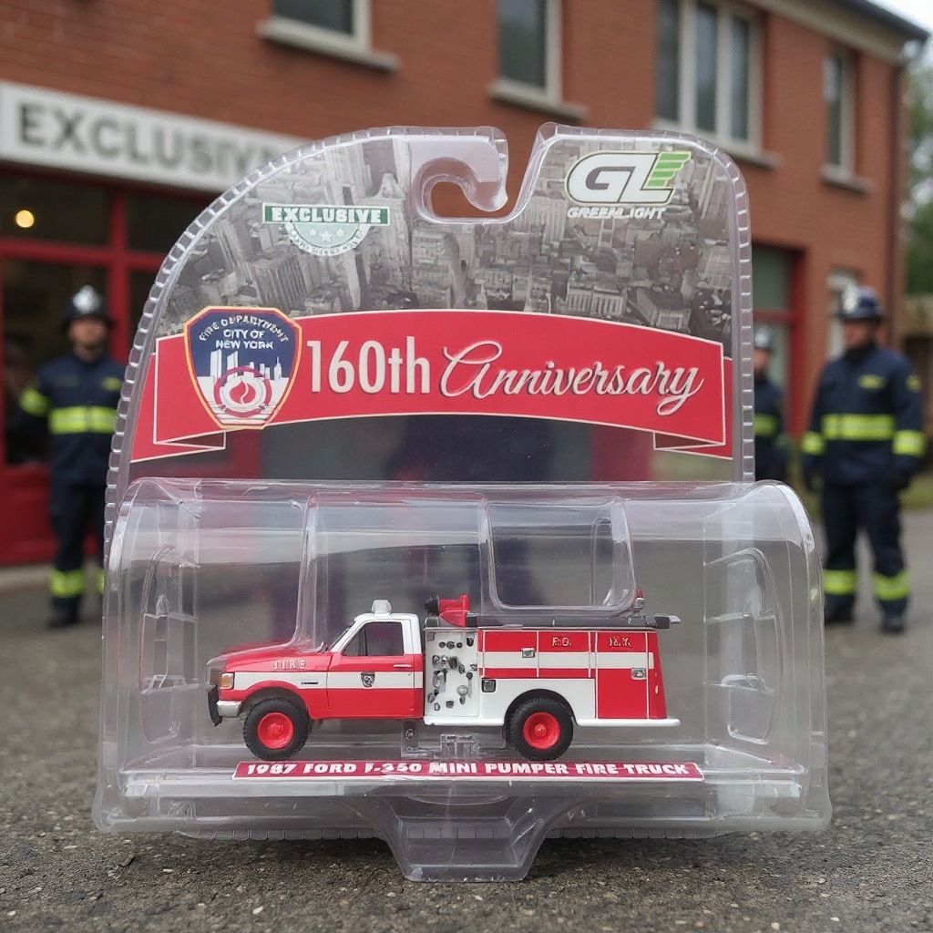 1/64 FDNY 160th Anniversary Edition 1987 Ford F-350 Mini Pumper Fire Truck