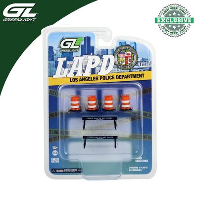 1/64 LAPD Road Accessory Pack - 4 LAPD Traffic Barrels &amp; 2 Barriers