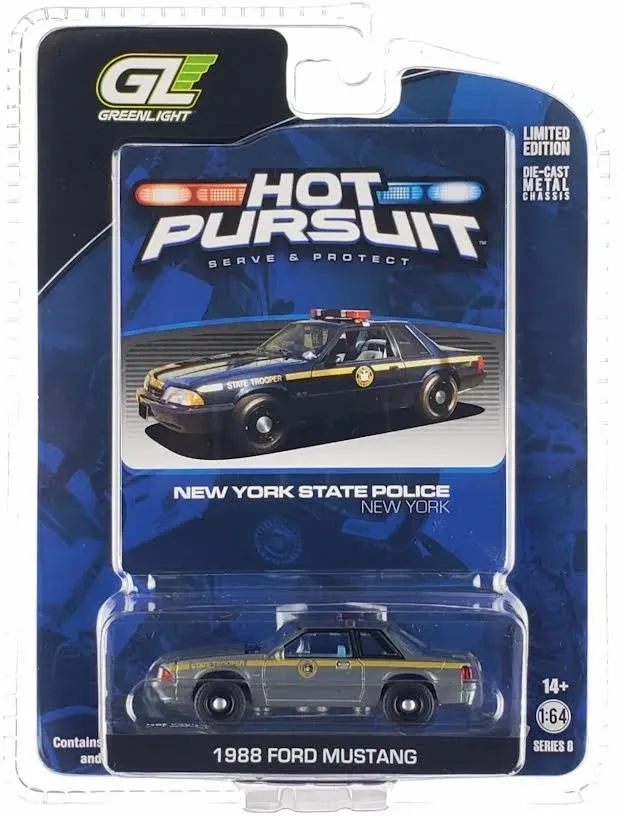 1/64 RAW METAL CHASE - New York State Police 1988 Ford Mustang