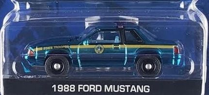 1/64 BLUE CHROME CHASE - New York State Police 1988 Ford Mustang