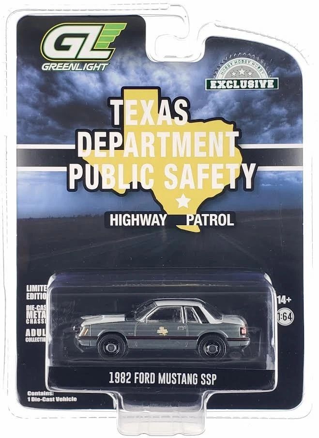 1/64 RAW METAL CHASE - Texas Department of Public Safety 1982 Ford Mustang SSP