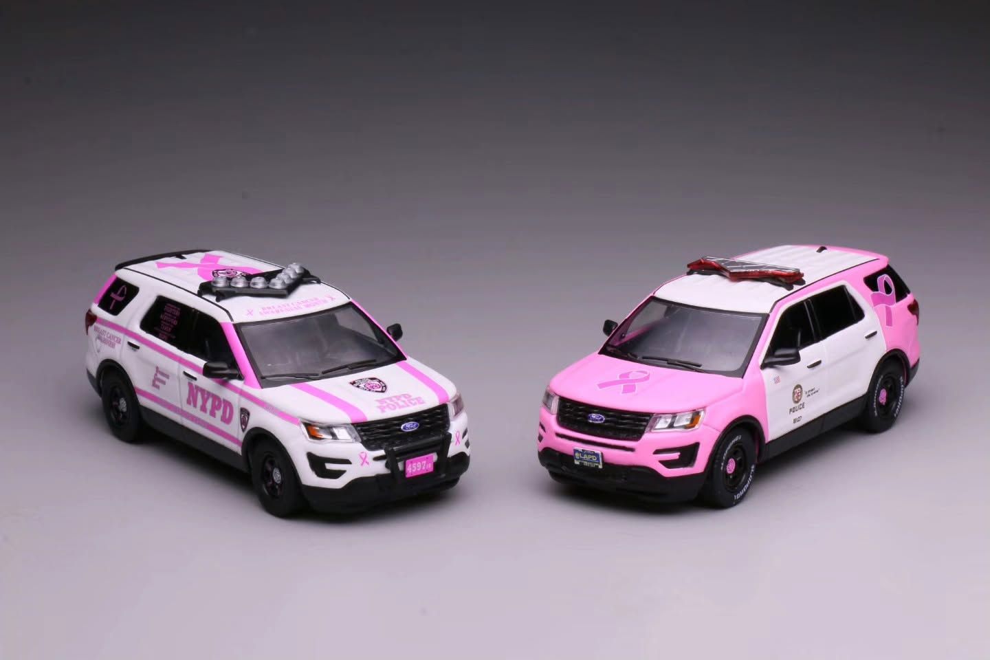1/64 Breast Cancer Awareness Two-Vehicle Boxed Set including NYPD Ford Police Interceptor Utility and LAPD Ford Police Interceptor Utility (new tooling)