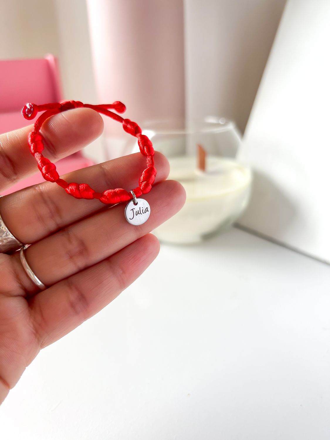 PULSERA 7 NUDOS CON MEDALLA GRABADA