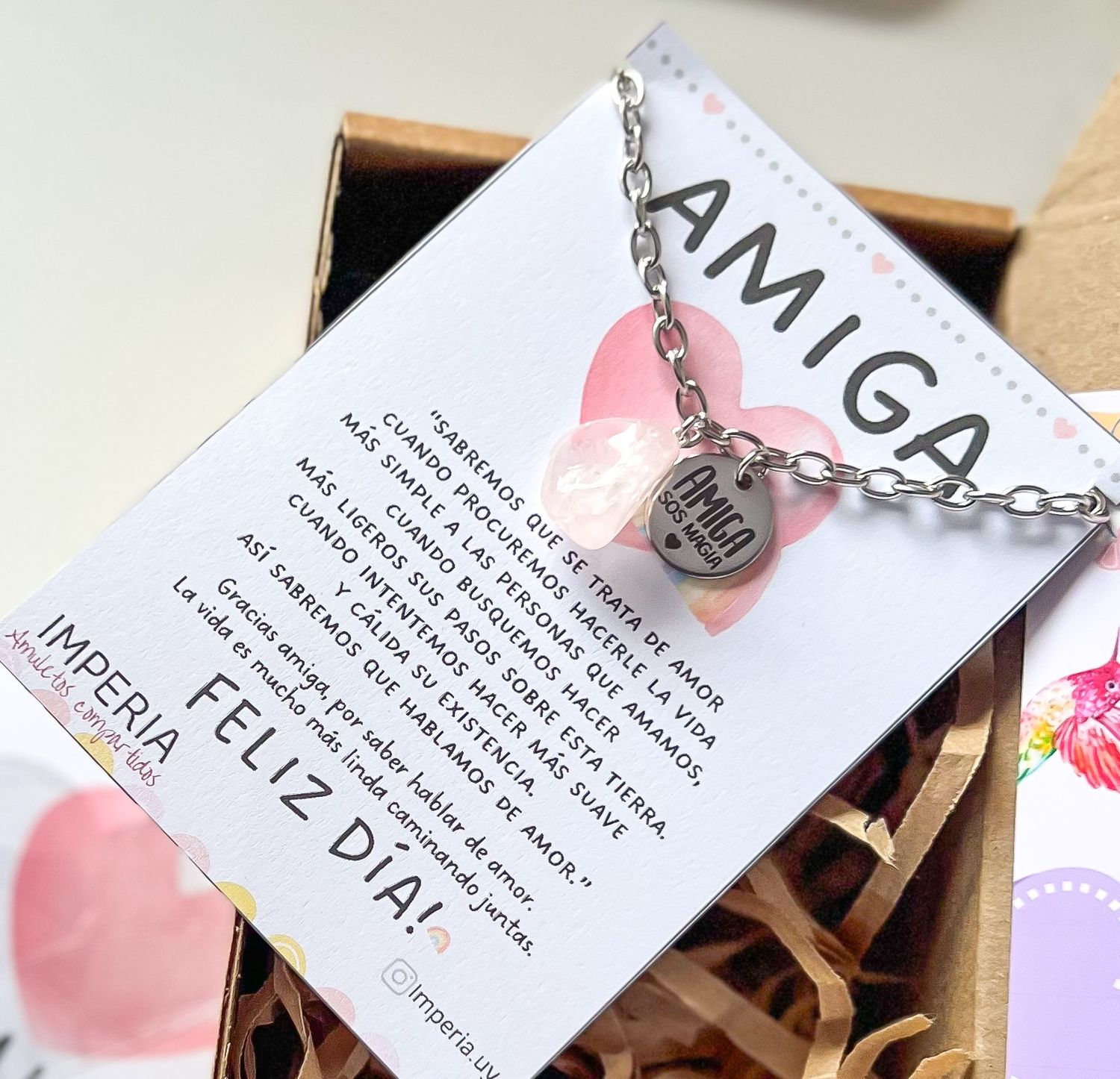 PULSERA AMIGA DE LUZ CUARZO ROSA🩷