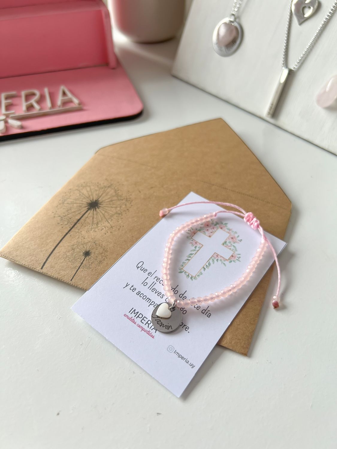 PULSERA BAUTISMO CRISTALITOS🕊️
