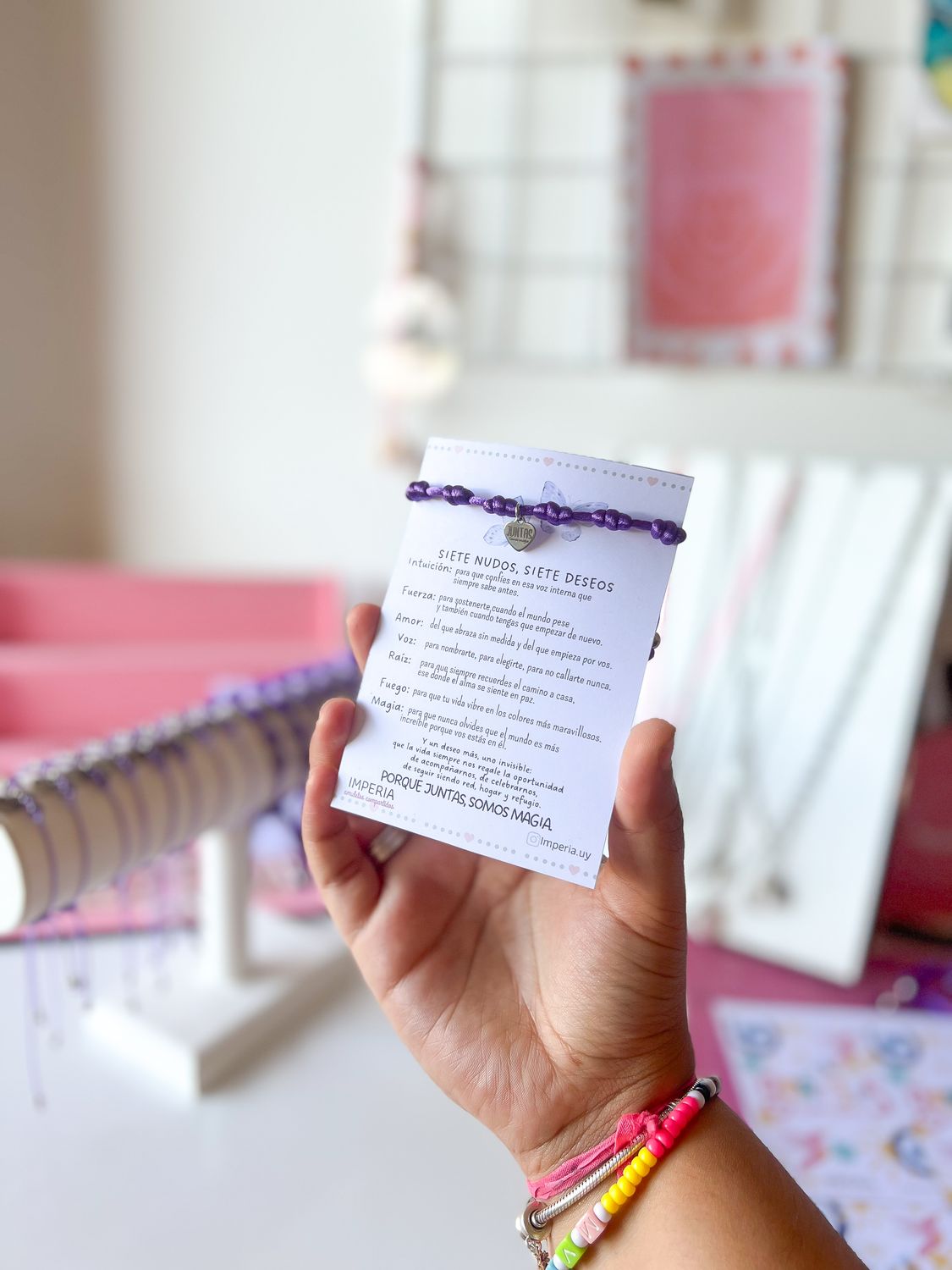 PULSERA 7 NUDOS VIOLETA JUNTAS💜