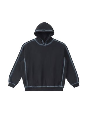 contrast faded fleece hoodie