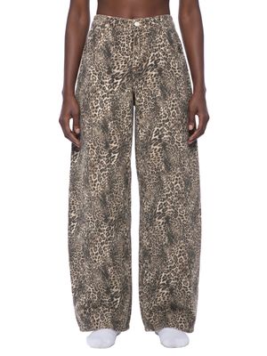 washed leopard jeans