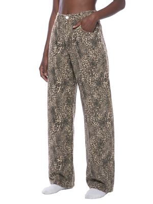 washed leopard jeans