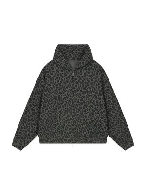 leopard waffle zip up