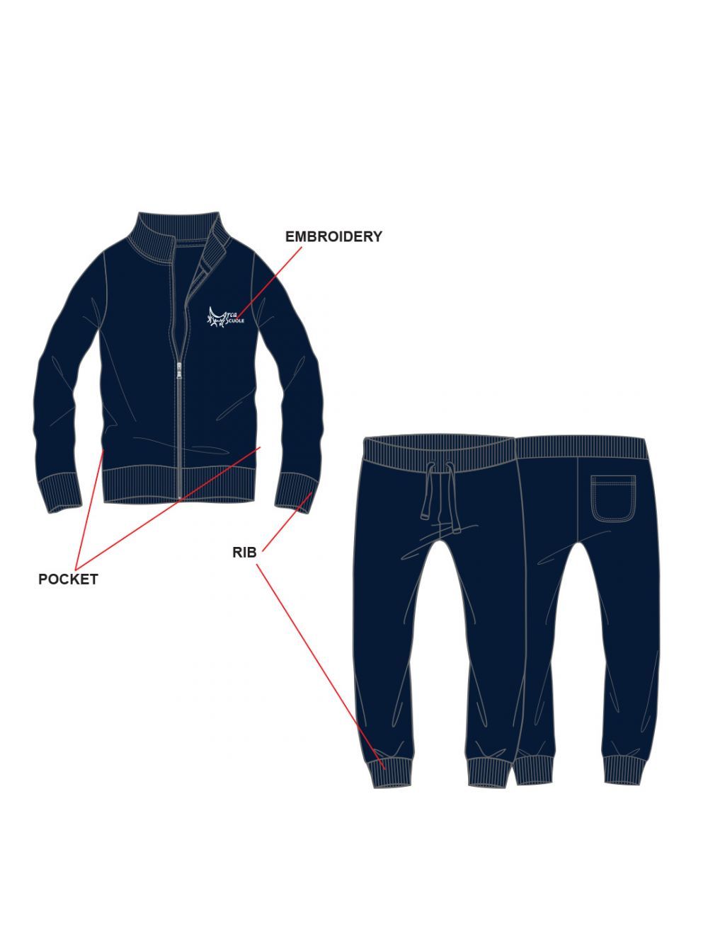 ARCA | Tuta garzata unisex | Colore blu navy
