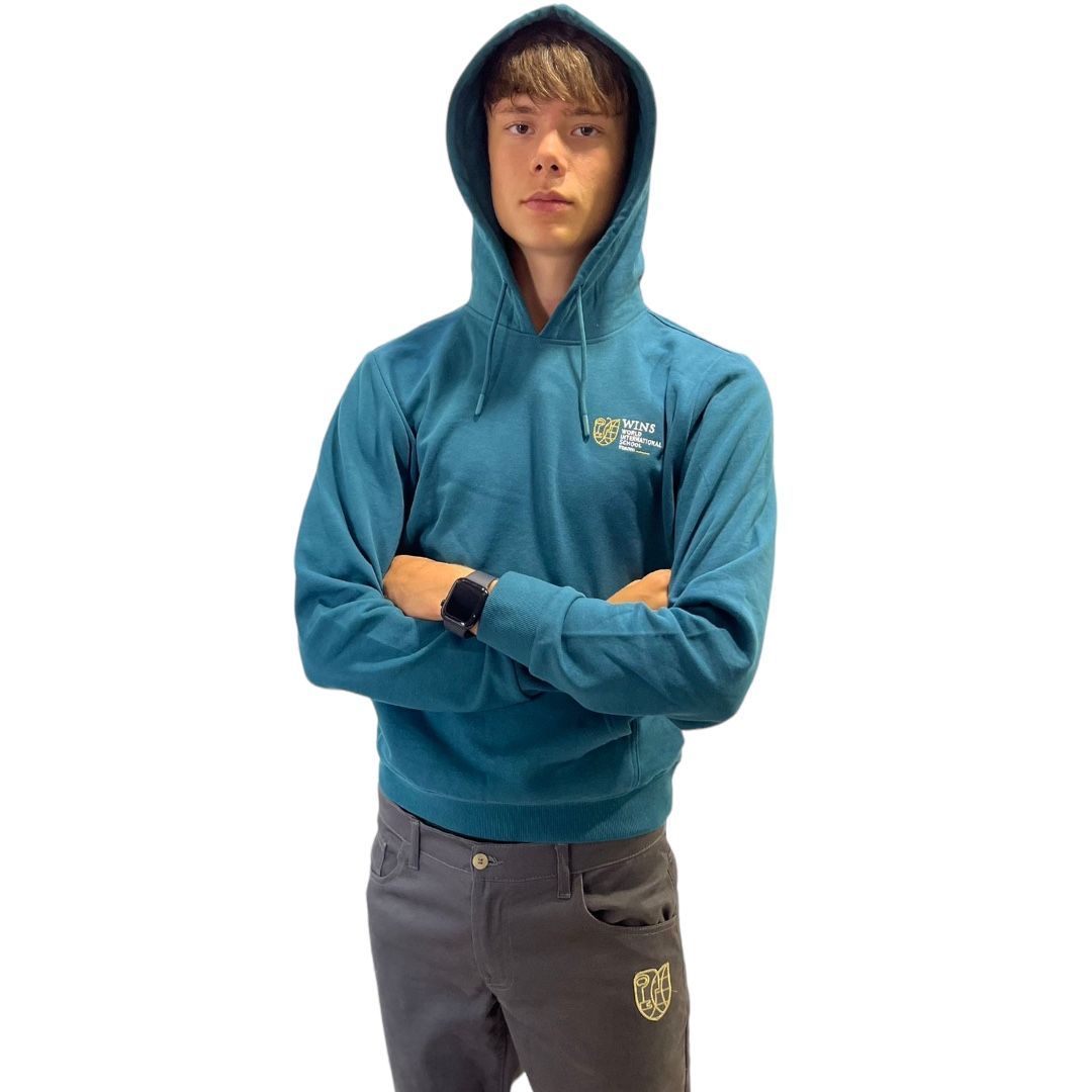 WINS | Felpa cappuccio felpata unisex | Colore ottanio