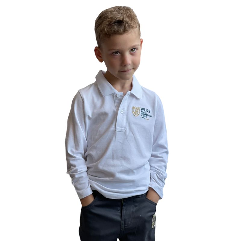 WINS | Polo manica lunga piquet bambino/ragazzo | Colore bianco