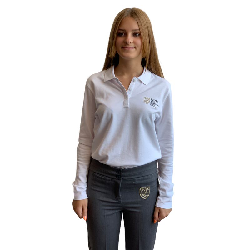 WINS | Polo manica lunga bambina/ragazza | Colore bianca