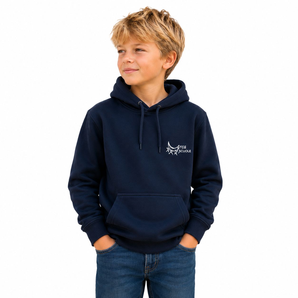 ARCA | Felpa cappuccio felpata unisex | Colore blu navy