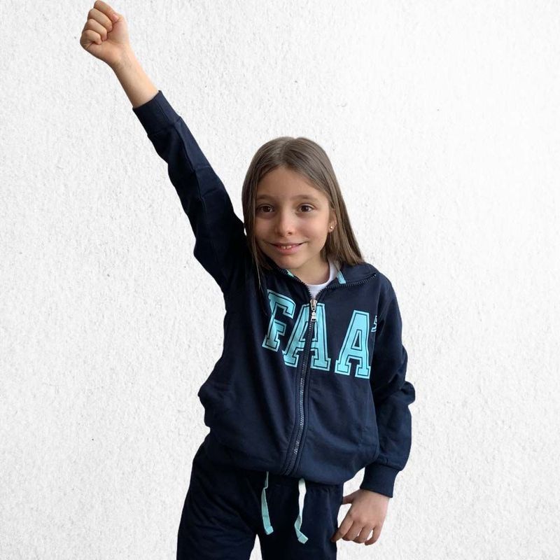 MELBY | Felpa con zip FAA' DI BRUNO | colore blu e logo azzurro